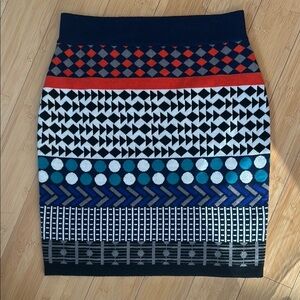 Yumi Knitwear Geometric Shape Colorful Wool Blend Pencil Skirt size 8
